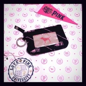 Victoria’s Secret VS PINK Black Flag ID Holder Coin Pouch Keychain